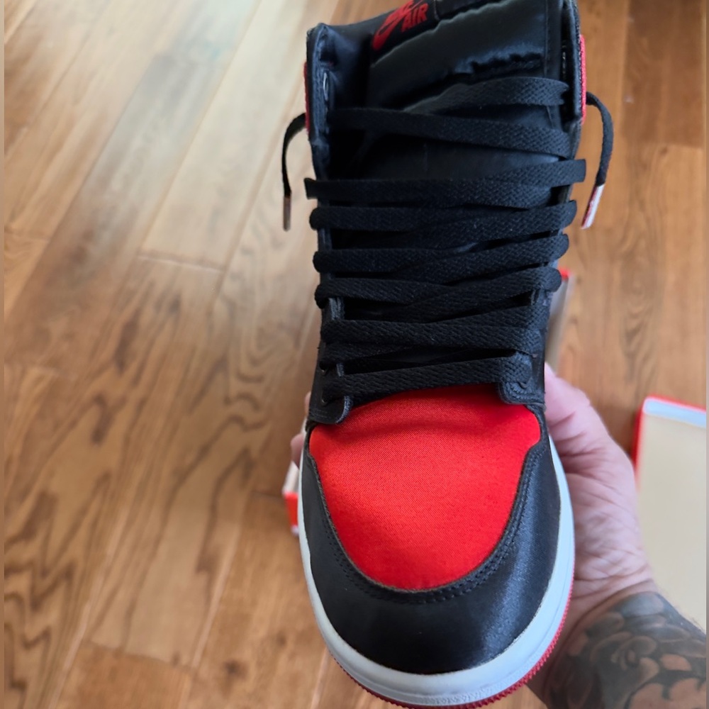Nike Black & Red Satin Jordan 1’s - Picture 5 of 5